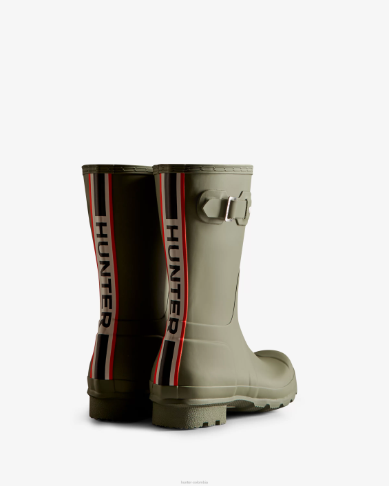 hombres botas de lluvia cortas con logo tricolor en la parte posterior 6284559 Hunter