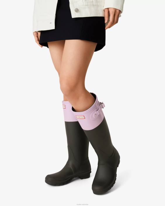 mujer botas de lluvia altas con bloques de color 628471 Hunter