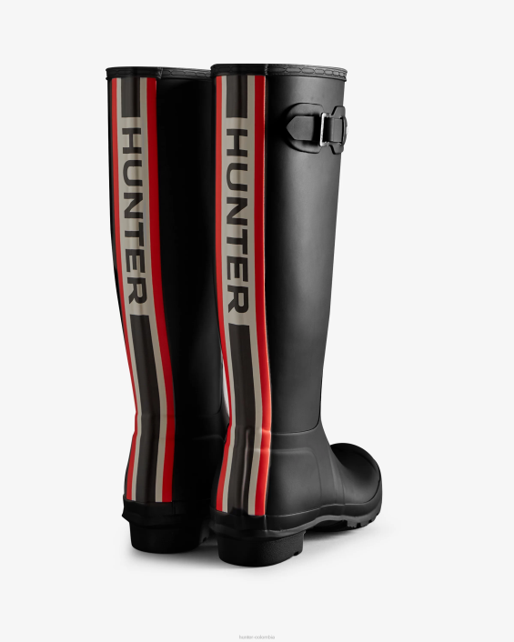 mujer botas de lluvia altas con logo tricolor en la parte posterior 62848 Hunter
