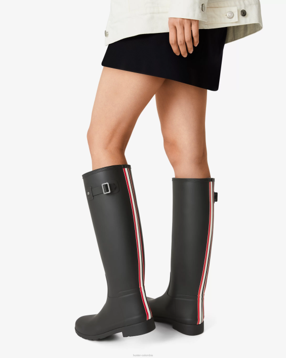 mujer botas de lluvia altas refinadas y entalladas con logo tricolor en la correa posterior 6284170 Hunter