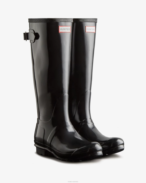 mujer botas de lluvia brillantes ajustables con espalda alta 628462 Hunter