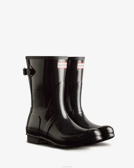 mujer botas de lluvia brillantes ajustables con espalda corta 628422 Hunter