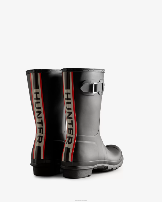 mujer botas de lluvia cortas con logo tricolor en la parte posterior 628450 Hunter