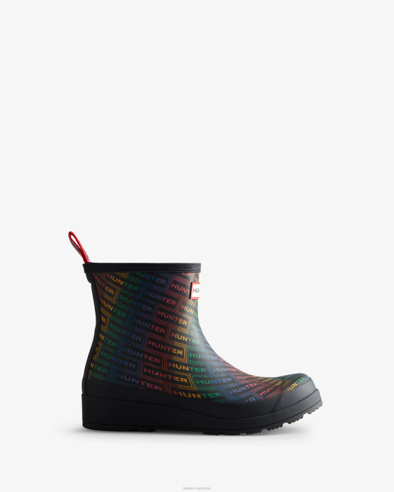 mujer botas de lluvia cortas con logo y estampado de arco iris 6284315 Hunter