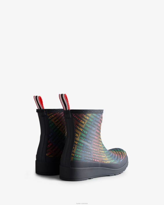 mujer botas de lluvia cortas con logo y estampado de arco iris 6284315 Hunter