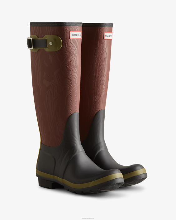 mujer erosión textura patchwork botas altas de lluvia 6284199 Hunter