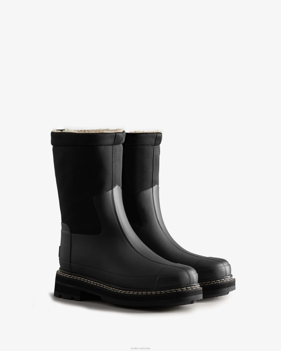 mujer botas veganas de piel de oveja con parte superior enrollada y puntadas refinadas 6284211 Hunter
